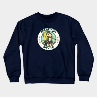 Vintage Surfing Badge for Mazatlan, Mexico Crewneck Sweatshirt